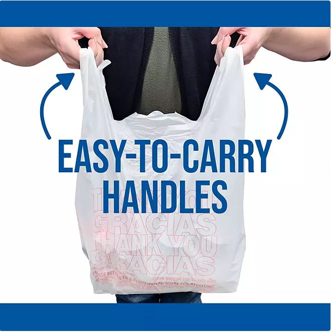 Plastic Carry-Out Bags, 11.5" x 6.5" x 22"