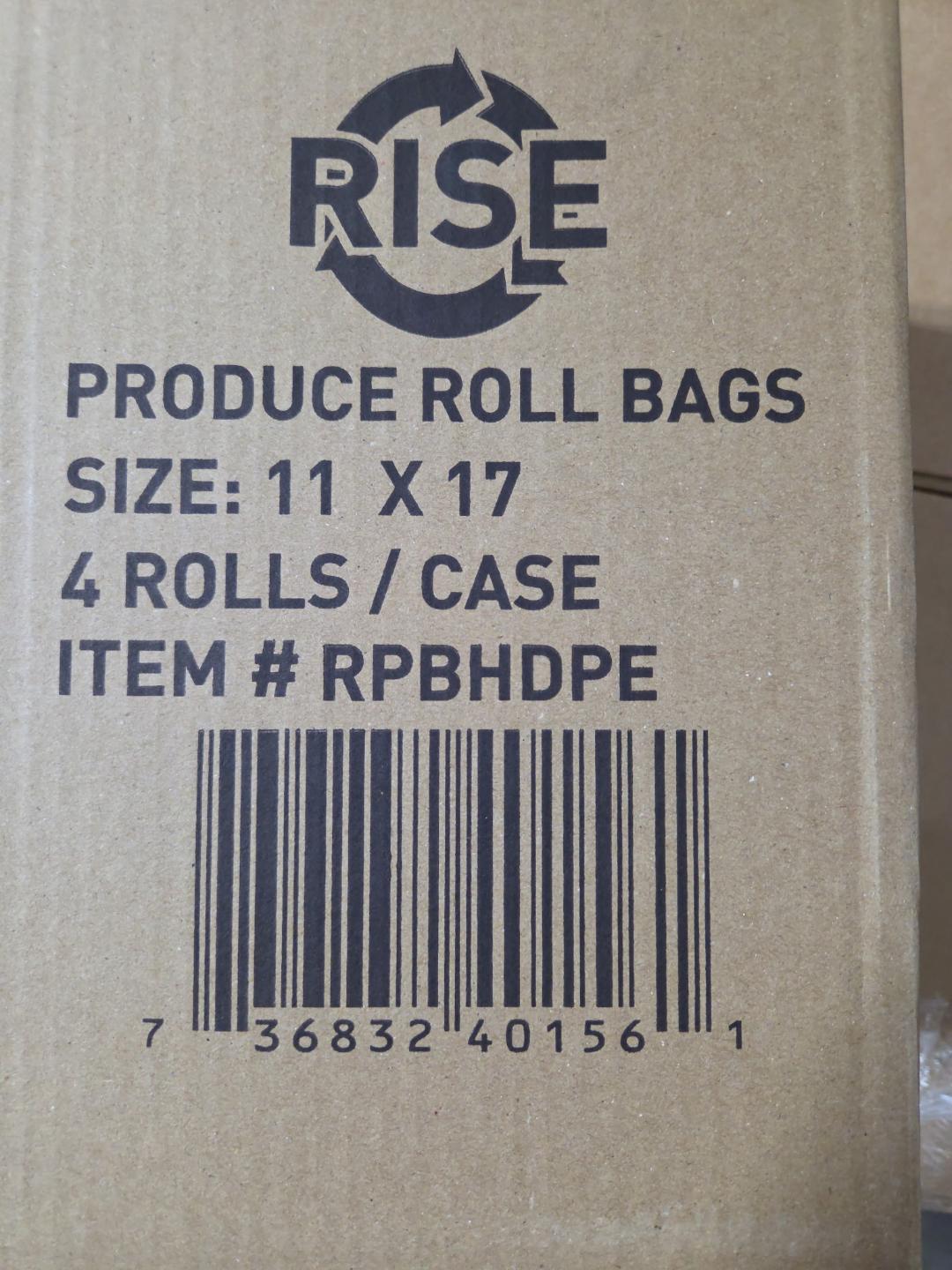 Rise Produce Roll Bags 11 x 17 4 Rolls Per Case Item # RPBHDPE