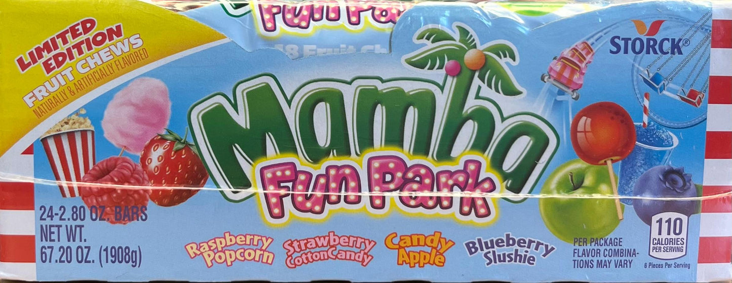 Mamba Storck Fun Park Limited Edition Fruit Chews 24-2 80oz bars net weight 67.20 oz
