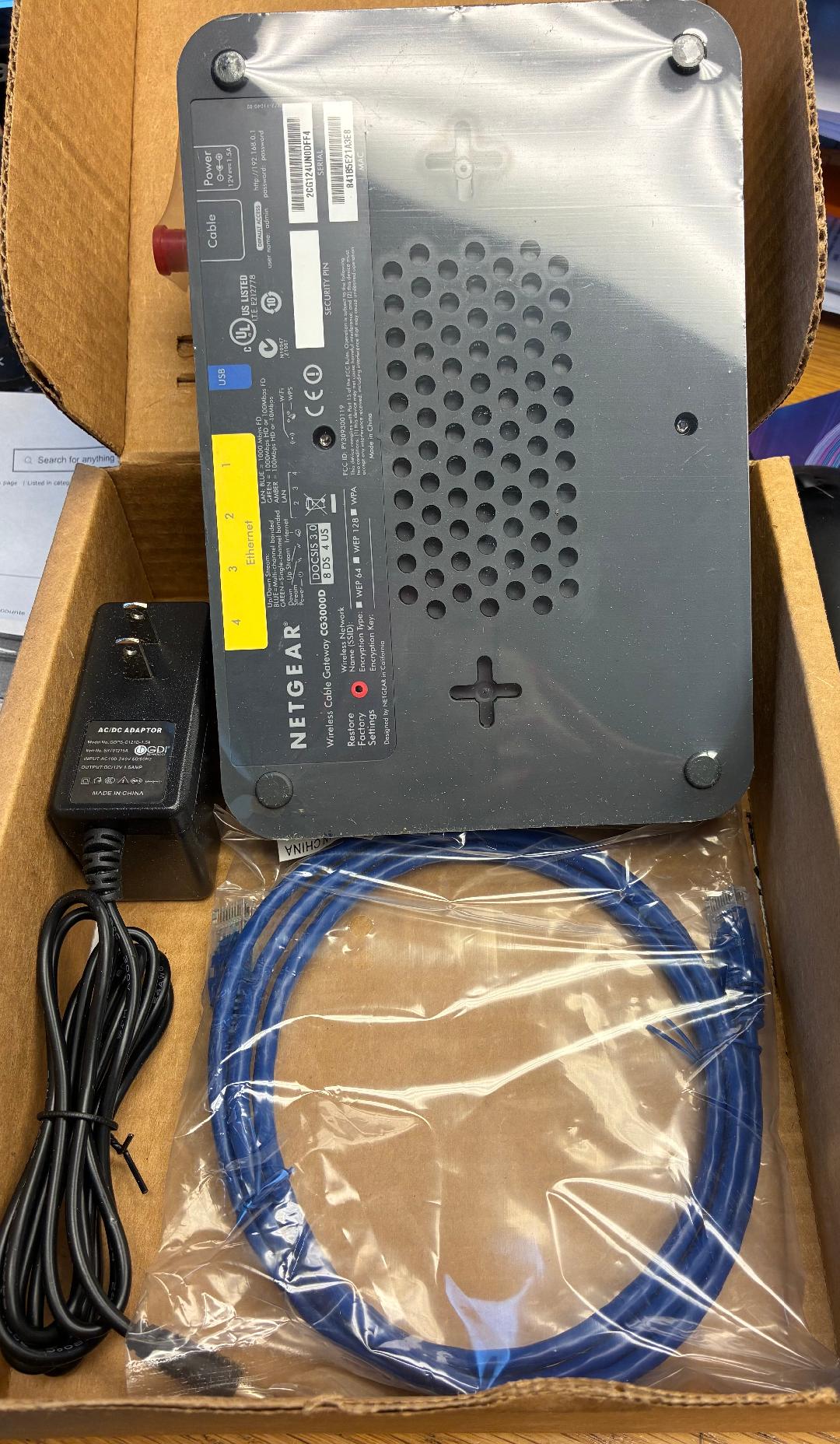 Netgear DOCSIS 3.0 Cable Modem Router for Charter CG3000D