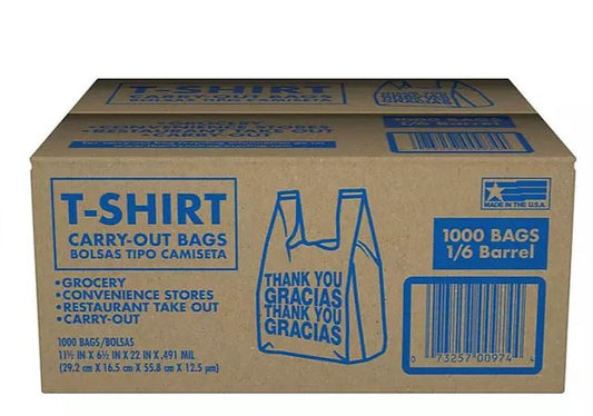 Plastic Carry-Out Bags, 11.5" x 6.5" x 22"