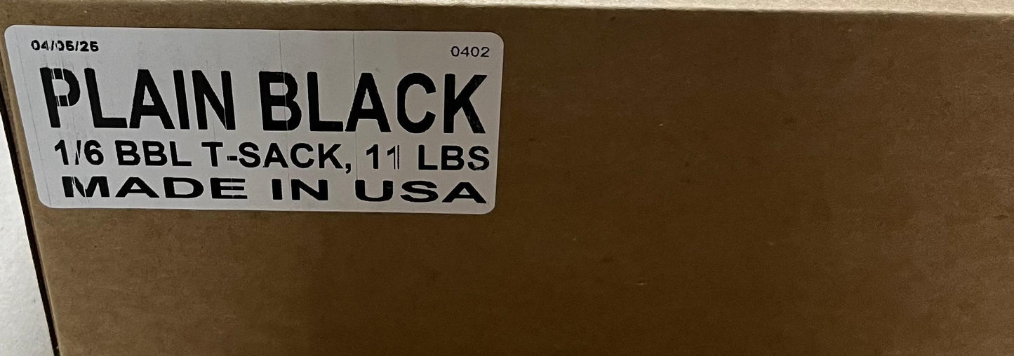 Plain Black 1/6 BBL T-sack 1000 Case Made in USA 11 lbs
