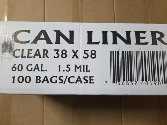 Can Liner Black 38 x 58 60 gal 1.5 mil 100 bags/case (Copy)
