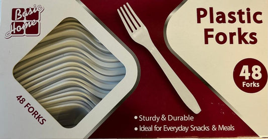 Basic Home Plastic Forks Sturdy and Durable 48 Forks