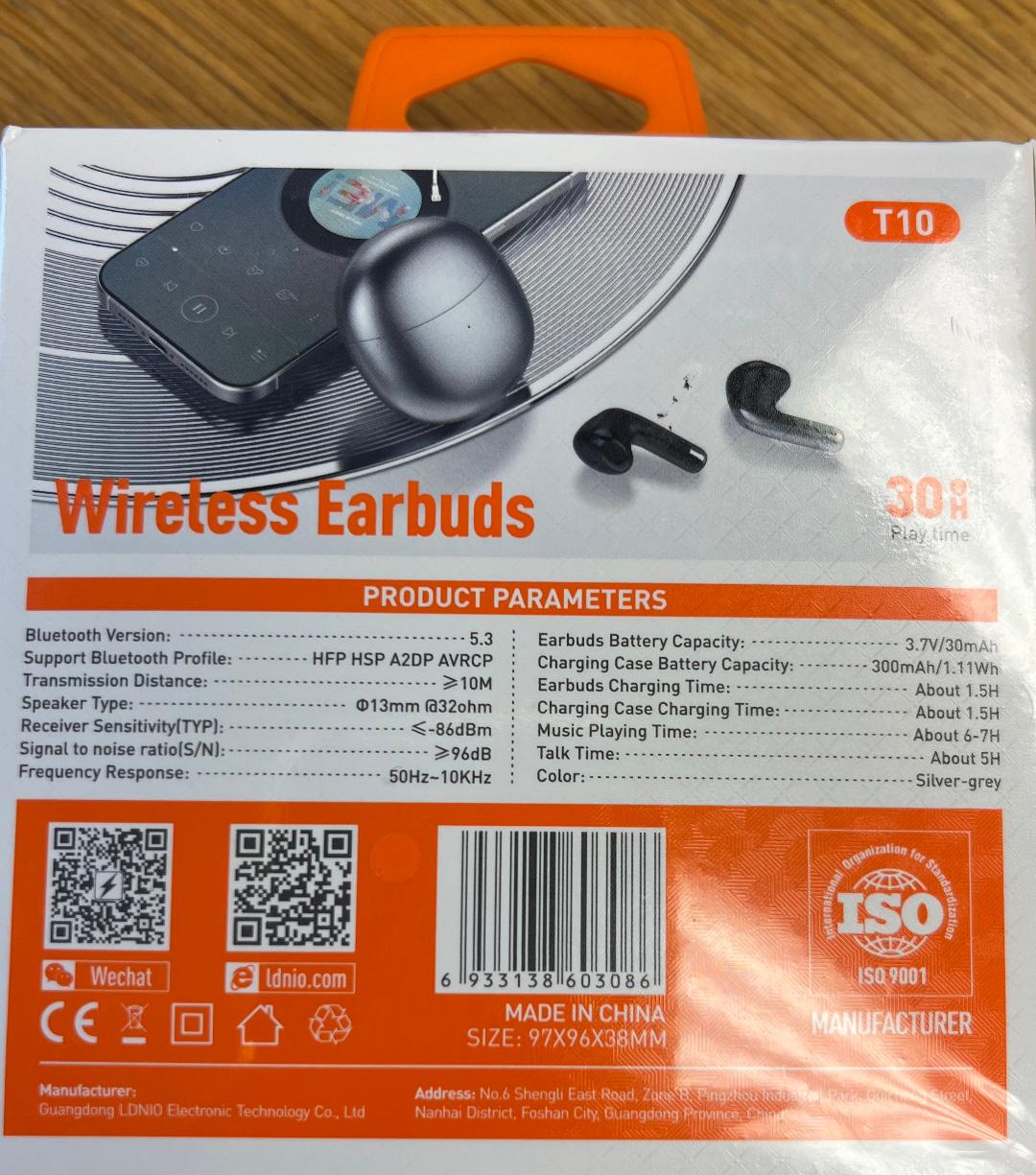 LDNIO T10 WIRELESS EARBUDS TRUE WIRELESS BASS BOOST SEMI IN EAR DESIGN IPX4 WATERPROO