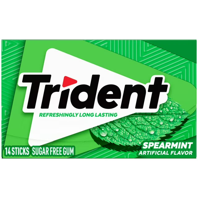 Trident Spearmint Flavor  12-14 sticks Pack 12 cases