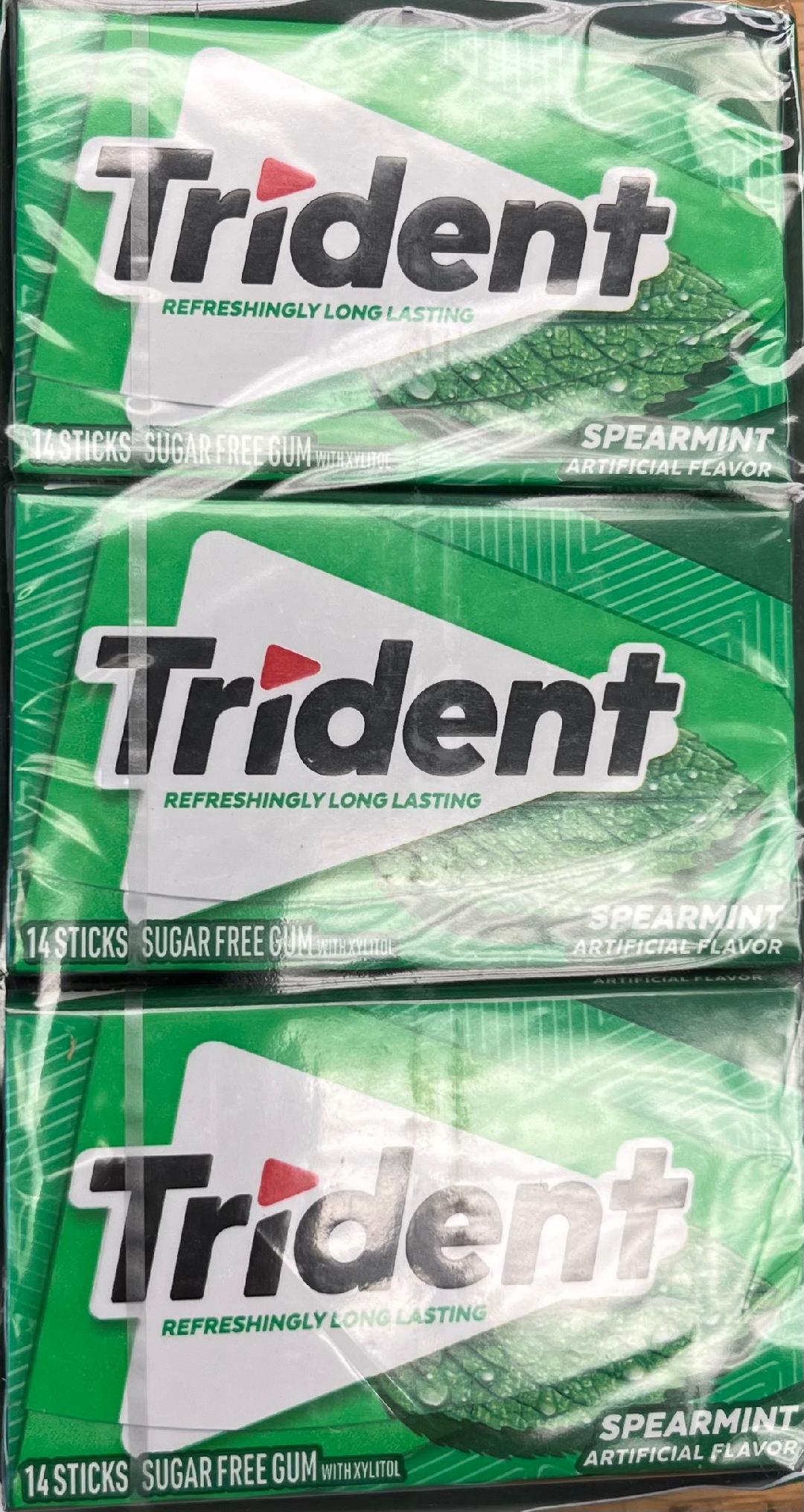 Trident Spearmint Flavor  12-14 sticks Pack 12 cases