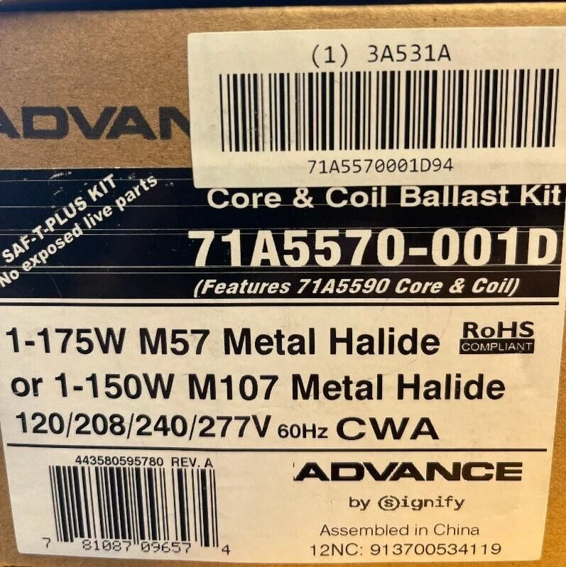 Advance #71A5570-001D 1-175W M57 Metal Halide 120/208/240/277V