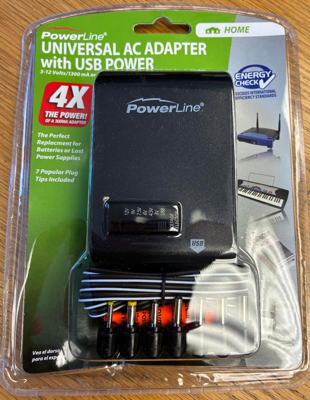 Powerline Universal AC Adapter with USB Power #90334
