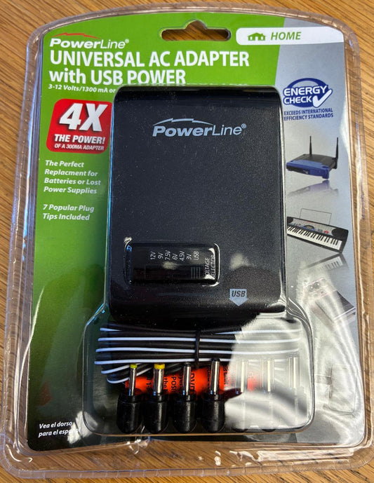 Powerline Universal AC Adapter with USB Power #90334