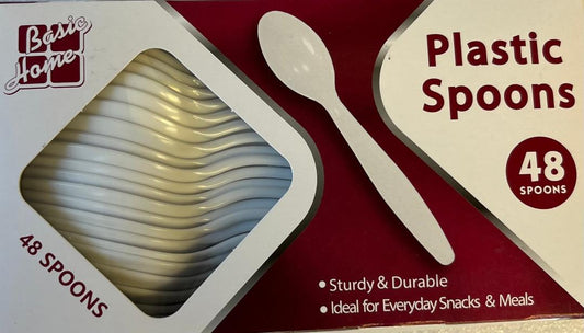 Basic Home Plastic Spoons Sturdy and Durable 48 Spoons