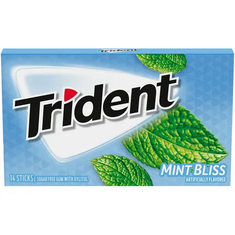 Trident Mint Bliss Flavor  14 sticks Pack 12 packs
