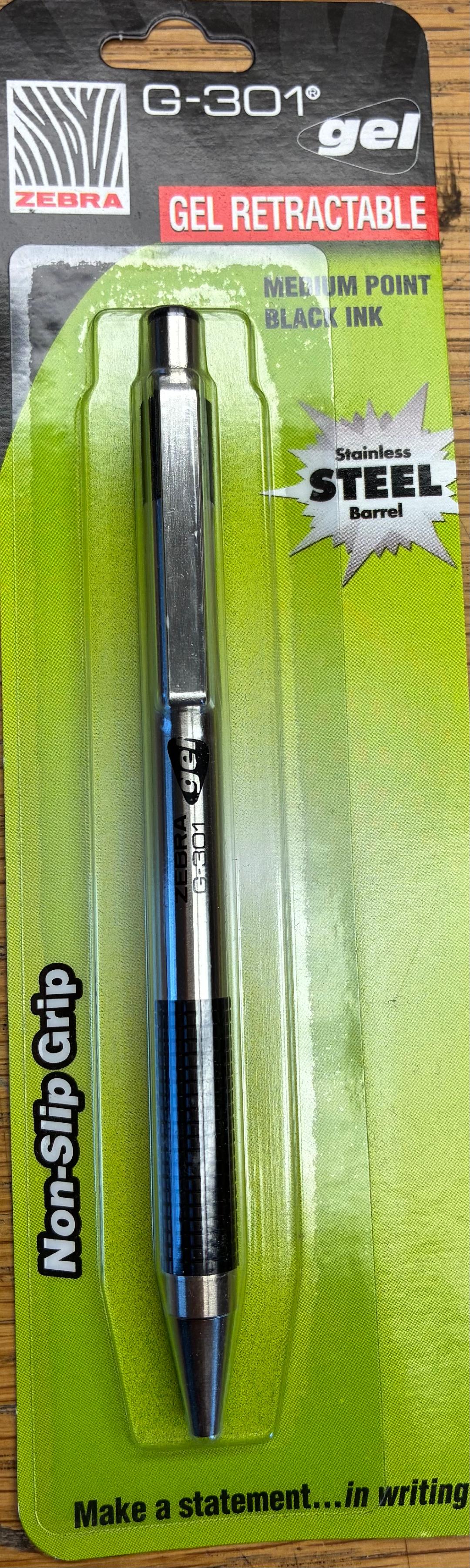 Zebra Pen G-301 Black Ink 0.7mm Gel Retractable individual packs 12 pieces